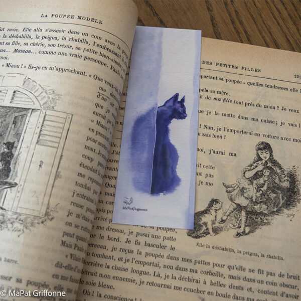 Marque-page - Chat noir dans livre