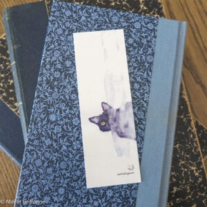 Marque-page chat noir sur livre